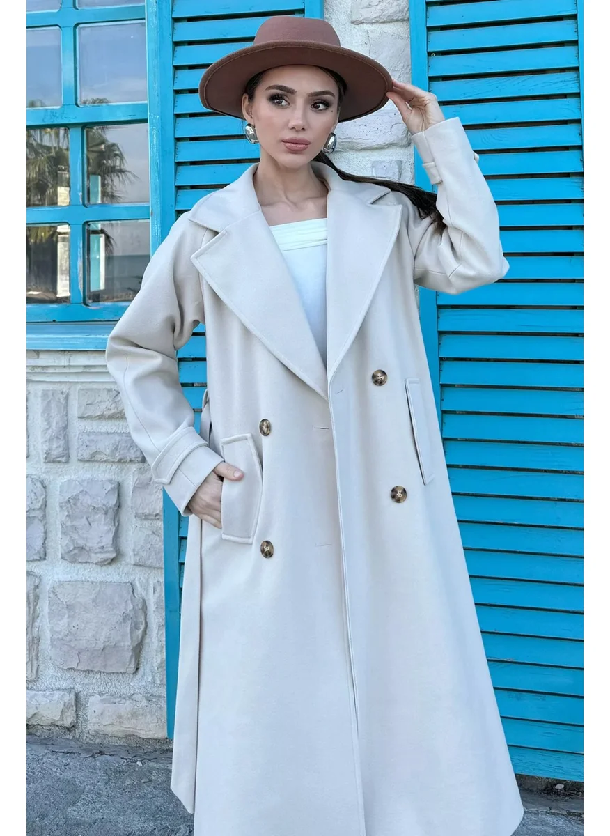Gülseli Gulseli Women's Double Breasted Collar Cashmere Coat