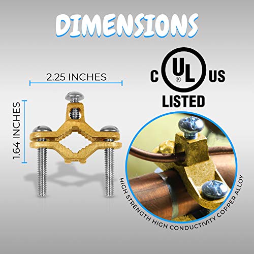 OHLECTRIC Heavy Duty Non-Direct Burial Copper Ground Clamp for ½" -1” Pipe Range | High Conductivity Ground Pipe Clamp | Supports 2-10" Wire Range | OL-38707 - Image 3