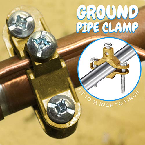 OHLECTRIC Heavy Duty Non-Direct Burial Copper Ground Clamp for ½" -1” Pipe Range | High Conductivity Ground Pipe Clamp | Supports 2-10" Wire Range | OL-38707 - Image 4