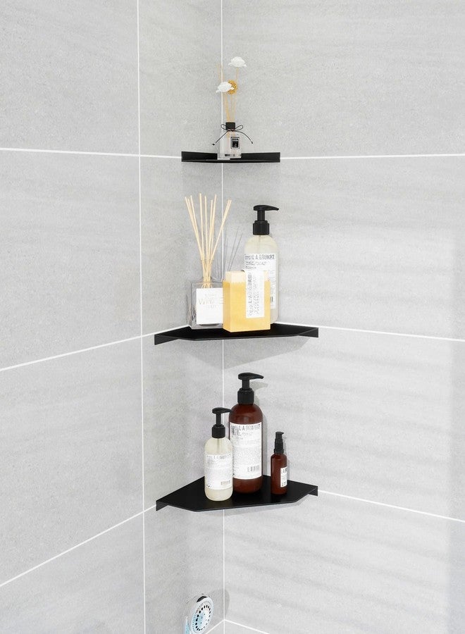 YUjieSTC Corner Shelf Wall Mounted, Black Corner Shelf, Shower Shelf, Floating Corner Shelf – 3mm Aluminum Matte, for Bathroom Kitchen Living Room, 6 Inch Holds Phone, Plants, Speaker - Image 3