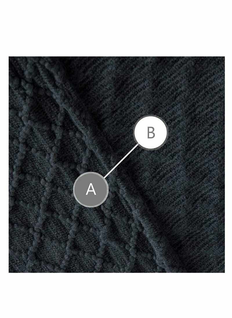 SYOSI - Acrylic Knitted Throw Blanket Lightweight and Soft Cozy Decorative Woven Blanket with Tassels for Travel Couch Bed Sofa Available All Year Round 51 x 67 Inch Dark Grey - Image 1