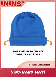 UNUNS 5 Pack Unisex Baby Hats,Soft Cotton Kids Hats Caps,Solid Color Cute Knit Cap For Toddler Boys Girls,Preemie Infants Baby Hats Beanie Caps,Warm Skull Caps For Little Child 1-7 Years Old,5 Colors  - Image 4