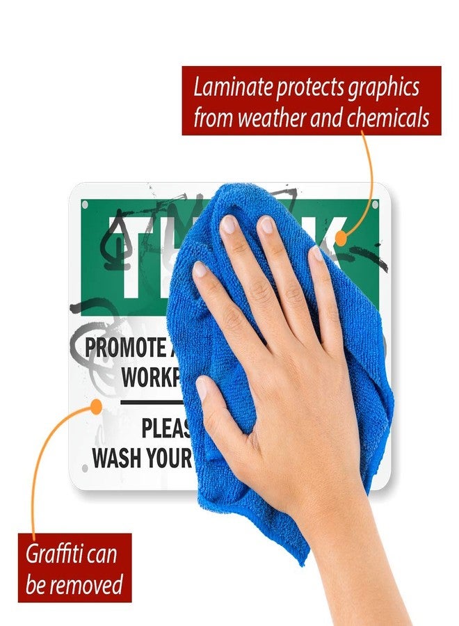 SmartSign "Think - Promote a Healthy Workplace, Please Wash Your Hands" Sign by SmartSign | 7" x 10" Aluminum - Image 2