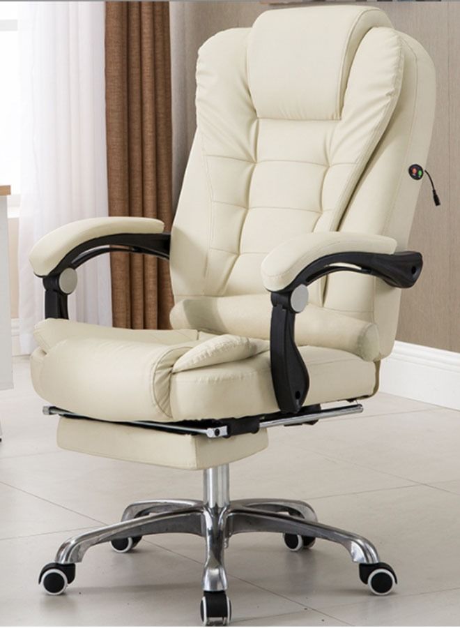 كرسي مكتب جلدي دوار حديث قابل للتعديل مع مسند للرأس ومسند للقدمين قابل للسحب - Image 1