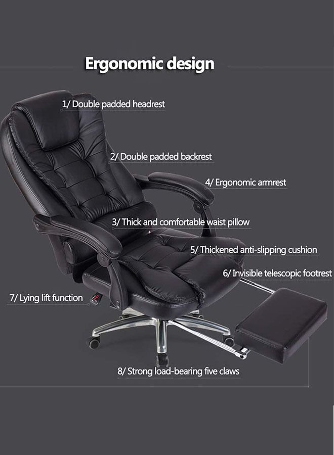 كرسي مكتب جلدي دوار حديث قابل للتعديل مع مسند للرأس ومسند للقدمين قابل للسحب - Image 4