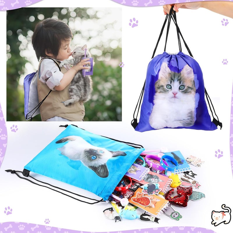 Jerify 91 Pcs Cat Birthday Party Favors Decoration Cat Party favor bags Fillers Drawstring Backpack Bracelets Squeeze Kids Toys Party Supplies for Gift Reward PrizesNovelty Style - Image 4