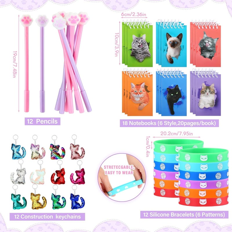Jerify 91 Pcs Cat Birthday Party Favors Decoration Cat Party favor bags Fillers Drawstring Backpack Bracelets Squeeze Kids Toys Party Supplies for Gift Reward PrizesNovelty Style - Image 2
