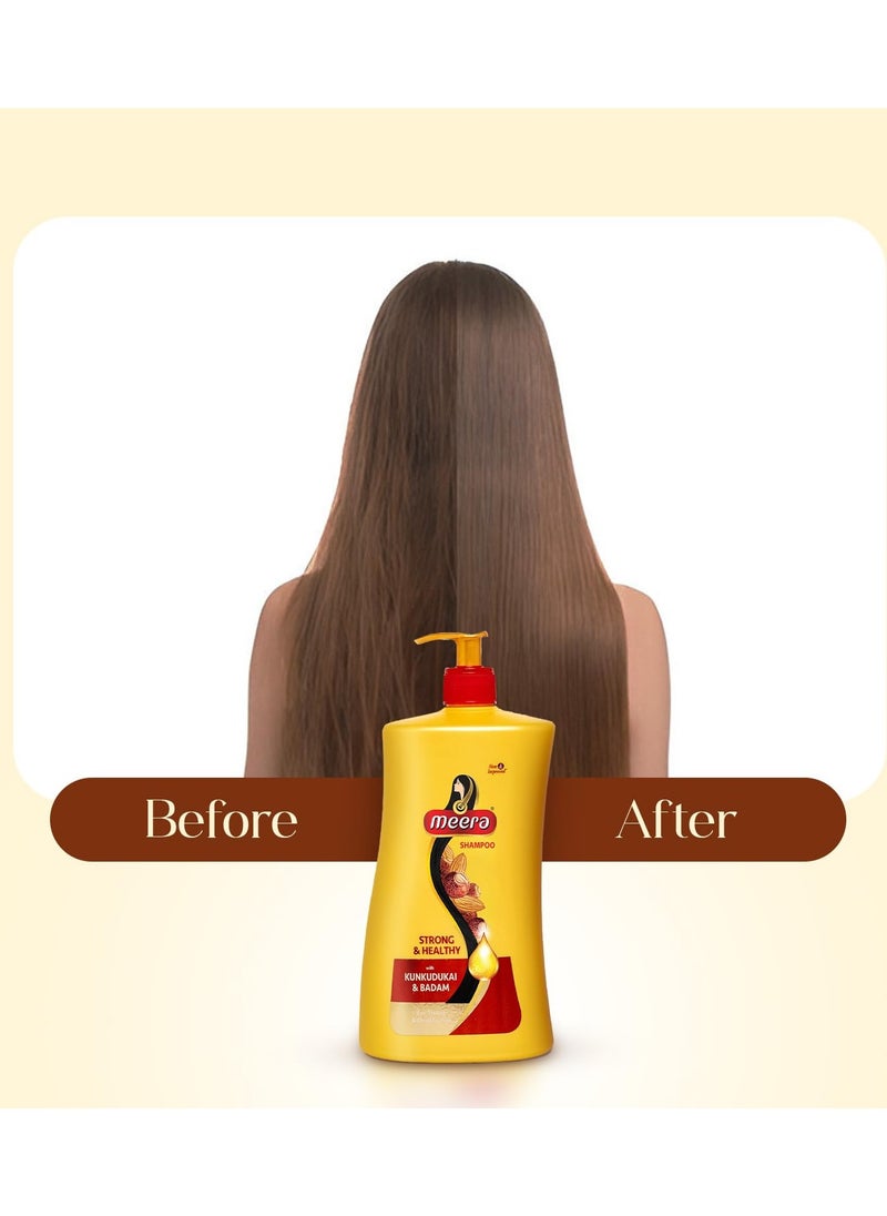 MEERA Strong & Healthy Shampoo, 1 litre | Strengthens Hair & Reduces Breakage | Enriched with Badam & Kunkudukai | Gentle Paraben-Free Care for Women & Men  - Image 5