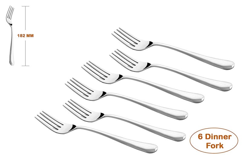 Parage 12 Pieces Stainless Steel Table Spoons and Forks Set with Round Edge Tableware Set of 12 Silver Contains 6 Table Spoons and 6 Dinner Forks - Image 5