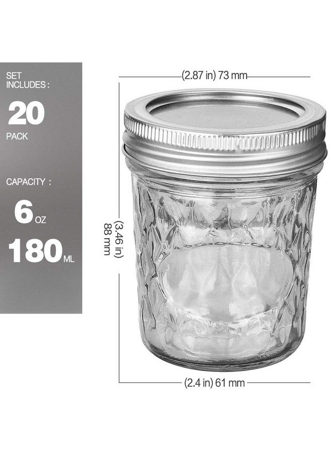 VERONES Mason Jars 6 OZ, 20 PACK 6oz Mason jars Canning Jars Jelly Jars With Lids, Ideal for Jam, Honey, Wedding Favors, Shower Favors, Extra 20 Lids - Image 2