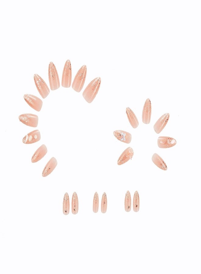 CherryBox 24 Artificial Nails | False Nails Fake nails Salon Manicure Acrylic Nail Art for Women Girls (2, Mid) - Image 5