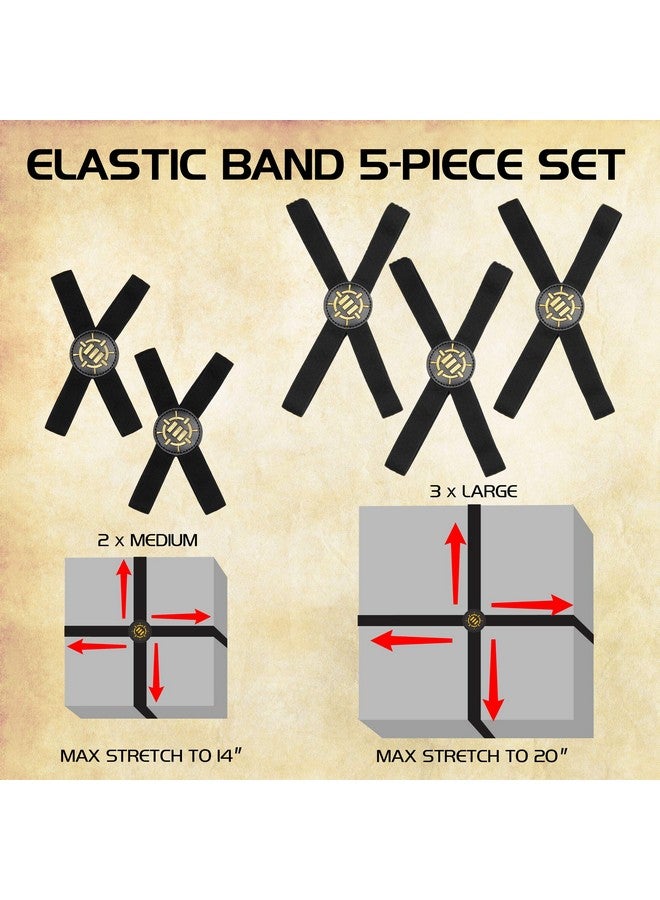 ENHANCE Board Game Bands - Elastic Box Bands with Durable Textured Grip to Keep Lids Closed on Board Boxes, Tabletop/Card Games Without Rubbing During Travel & Storage (Set of 5) - Image 2