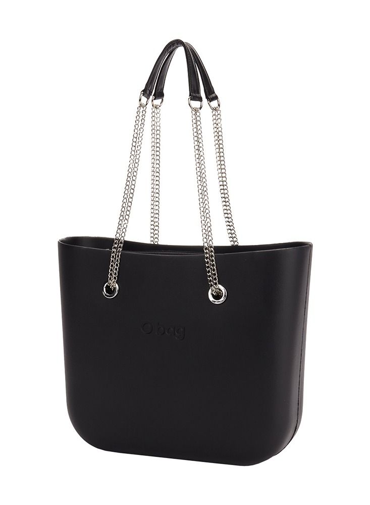 O bag classic with Long Double Chain Handles in Black - Image 3