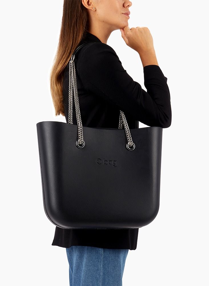 O bag classic with Long Double Chain Handles in Black - Image 1