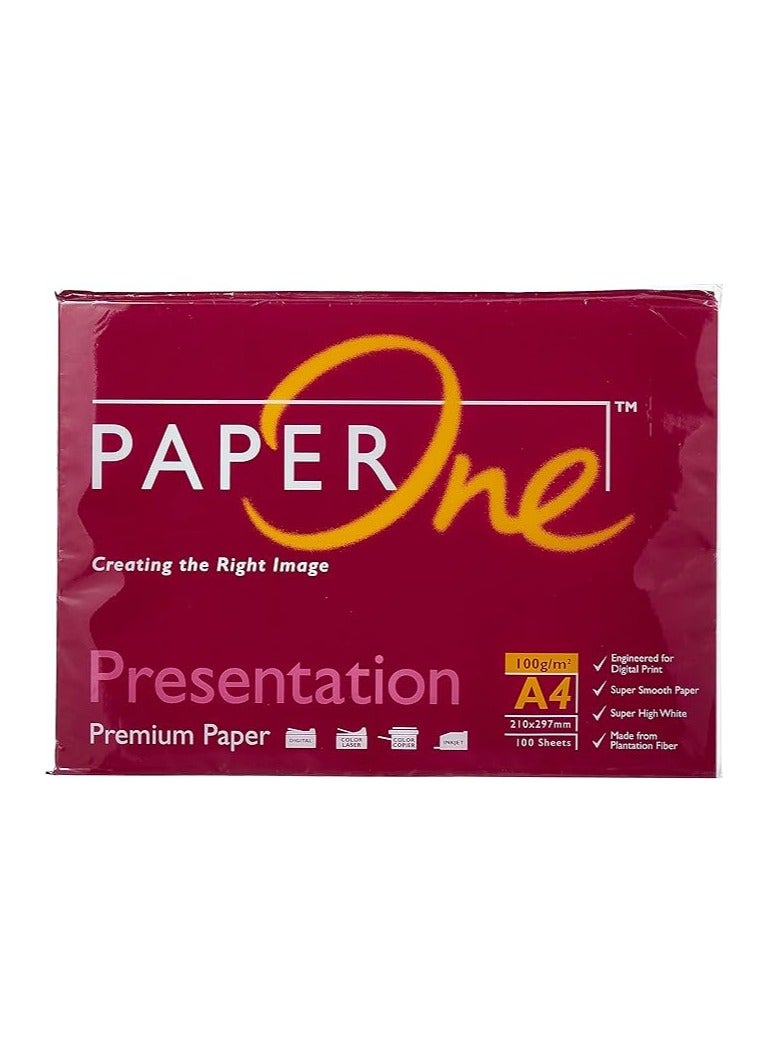 PaperOne ورق نسخ رقمي ممتاز من PaperOne، 100 جرام لكل متر مربع، مقاس A4، عبوة للبيع بالتجزئة مكونة من 100 ورقة - Image 1