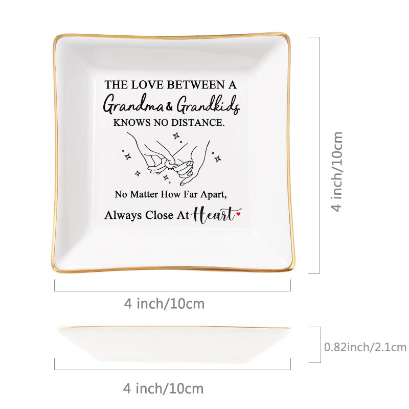 Spegiffu Grandma Gifts from Grandkids, Gifts for Grandma Jewelry Tray Dish - The Love Between A Grandma & Grandkids Knows No Distance, Grandmother Birthday Christmas for Grandma - Image 5