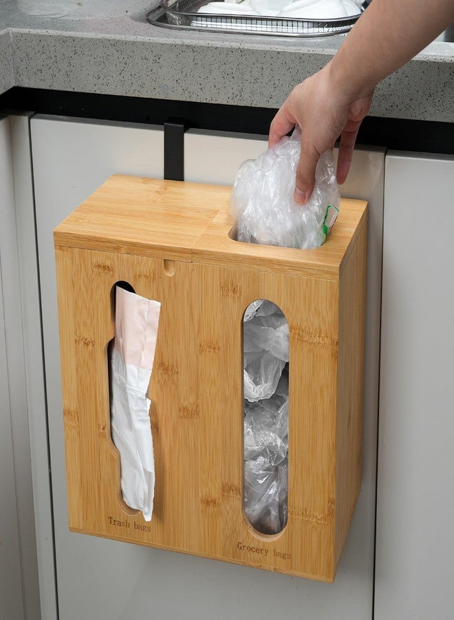 Bambition Bamboo Trash Bag Dispenser & Grocery Bag Holder, 2 in 1 Garbage Bags Storage Box for Cabinet Door, Under Sink, or Wall Mounting - Image 5