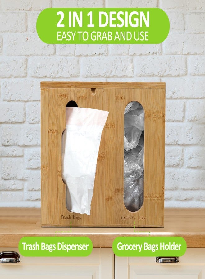 Bambition Bamboo Trash Bag Dispenser & Grocery Bag Holder, 2 in 1 Garbage Bags Storage Box for Cabinet Door, Under Sink, or Wall Mounting - Image 3