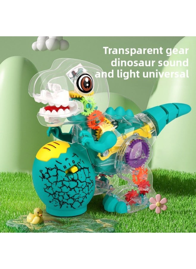 Electric Transparent Gear Beetle Colorful Projection Light Music Children's Reptile Toy Cross Border-Color:Transparent Gear Dinosaur-Specifications:Charger Rechargeable Battery Screwdriver  - Image 1