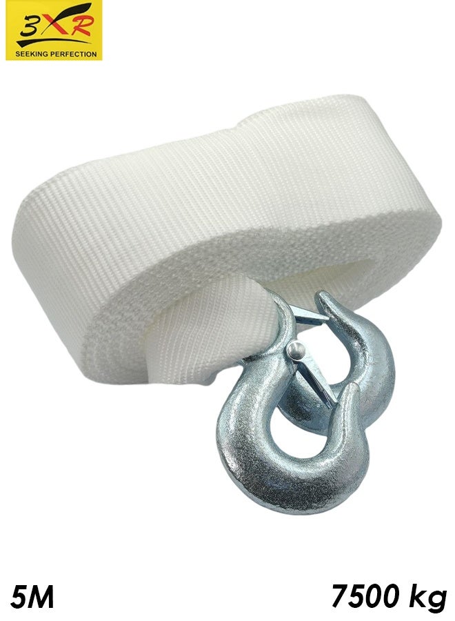 3 اكس ار حبل سحب قوي 3XR بطول 5 أمتار، يتحمل حتى 7500 كجم، وحزام من البولي بروبيلين بسمك 50 مم مع خطافات أمان من الفولاذ المطروق، وحزام سحب قوي للسيارات وسيارات الدفع الرباعي وسيارات الجيب والشاحنات الصغيرة والشاحنات الصغيرة ومركبات الدفع الرباعي، وحالات الأعطال على جانب الطريق والاستخدام على الطرق الوعرة. - Image 1