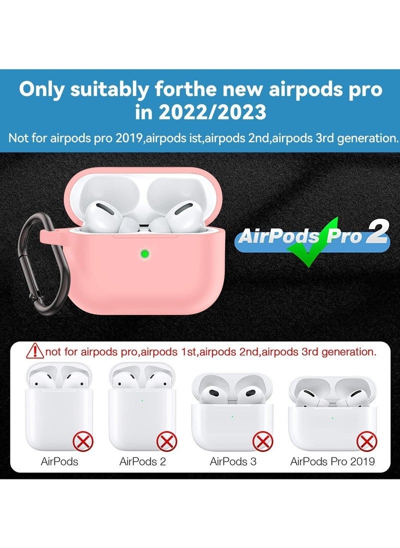 ELTRAZONE 🌸 Silicone Case Cover for AirPods Pro 2 – Shockproof, Protective Skin with Built-in Carabiner, Cleaning Kit Included – Full Coverage, Anti-Slip, Scratch-Resistant, Compatible with AirPods Pro 2 (Pink) – Premium Protection for Everyday Use - Image 2