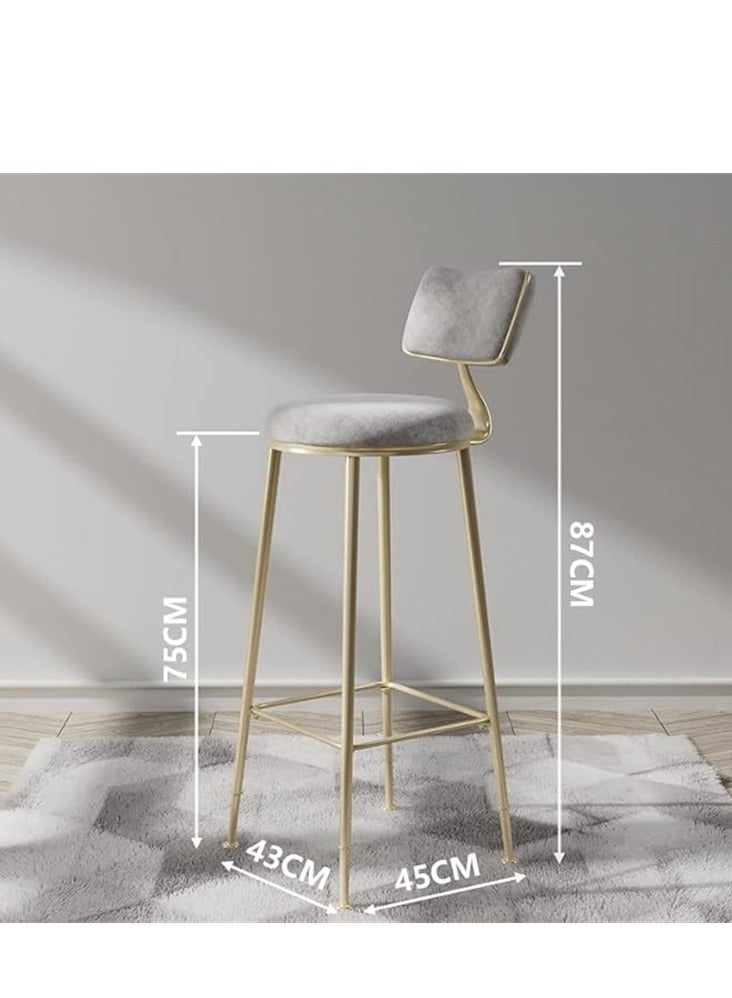 Generic 2Pcs Bar Stools, Bar Chair High Stool Casual High Chair Modern Dining Chair with Backs, Upholstered Counter Height Stools Bar Chairs for Kitchen Counter Pub Breakfast Stool, with Metal Frame (High Grey 2Pcs)  - Image 2