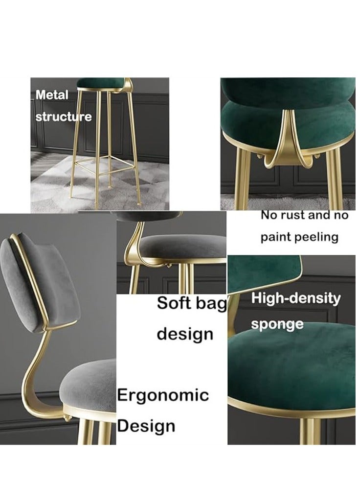 Generic 2Pcs Bar Stools, Bar Chair High Stool Casual High Chair Modern Dining Chair with Backs, Upholstered Counter Height Stools Bar Chairs for Kitchen Counter Pub Breakfast Stool, with Metal Frame (High Grey 2Pcs)  - Image 3