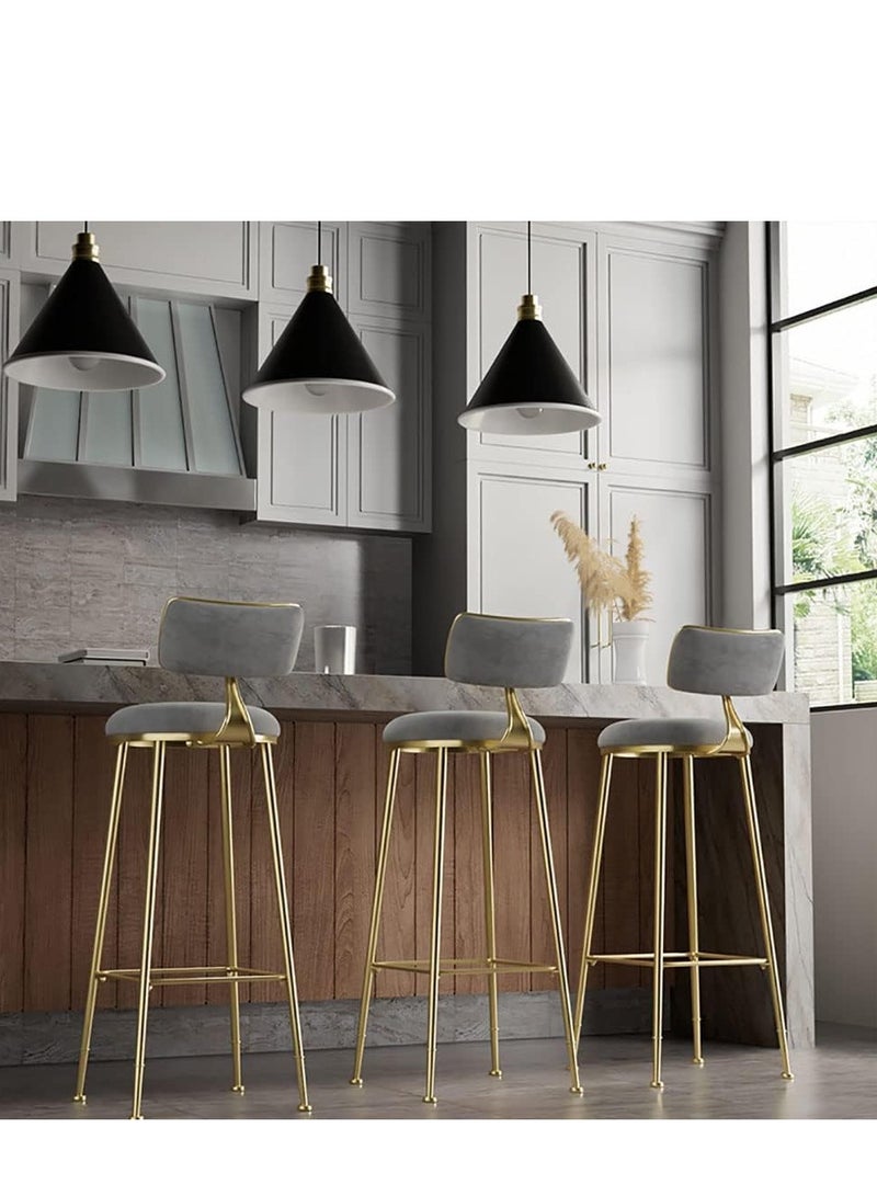 Generic 2Pcs Bar Stools, Bar Chair High Stool Casual High Chair Modern Dining Chair with Backs, Upholstered Counter Height Stools Bar Chairs for Kitchen Counter Pub Breakfast Stool, with Metal Frame (High Grey 2Pcs)  - Image 5