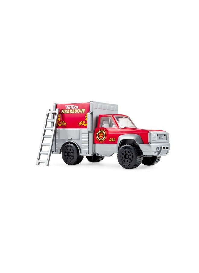 TONKA Tonka Steel Classics Fire Rescue Truck - Made with Steel & Sturdy Plastic, Red Toy Construction Truck, Boys and Girls, Kids, Toddlers, Ages 3+  - Image 1