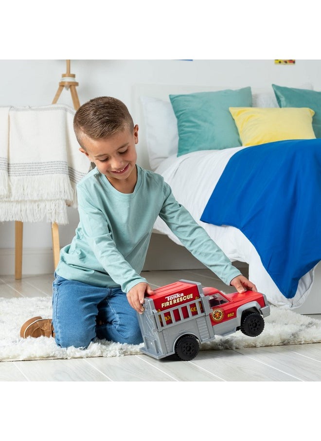 TONKA Tonka Steel Classics Fire Rescue Truck - Made with Steel & Sturdy Plastic, Red Toy Construction Truck, Boys and Girls, Kids, Toddlers, Ages 3+  - Image 2