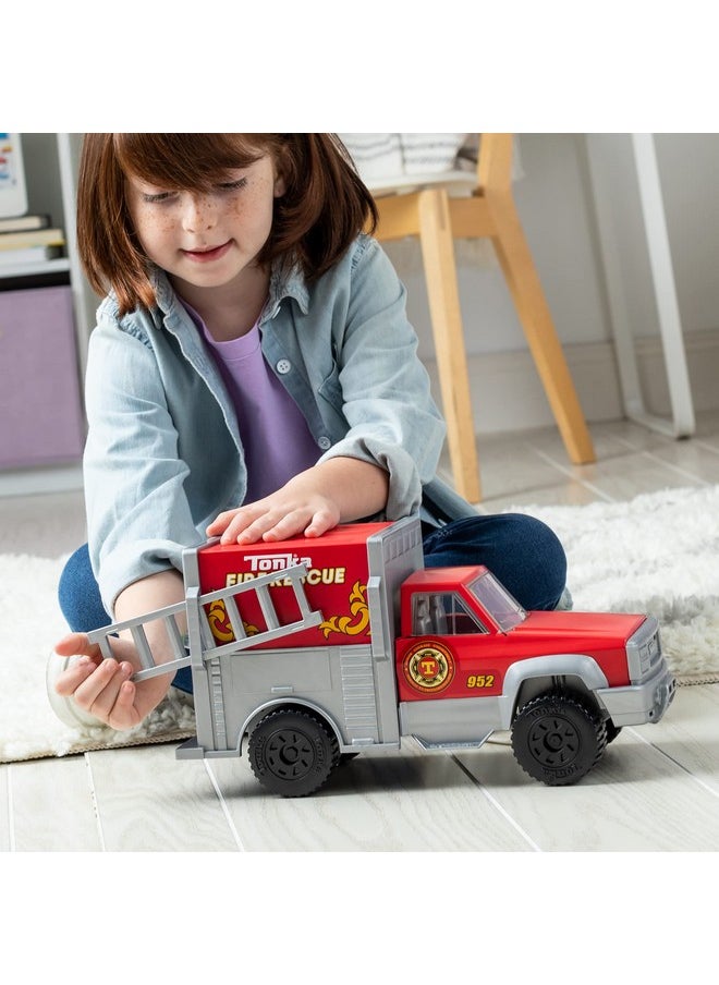 TONKA Tonka Steel Classics Fire Rescue Truck - Made with Steel & Sturdy Plastic, Red Toy Construction Truck, Boys and Girls, Kids, Toddlers, Ages 3+  - Image 3