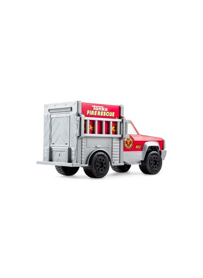 TONKA Tonka Steel Classics Fire Rescue Truck - Made with Steel & Sturdy Plastic, Red Toy Construction Truck, Boys and Girls, Kids, Toddlers, Ages 3+  - Image 4