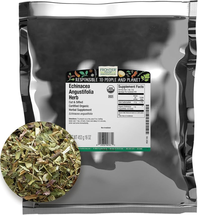 Frontier Co-op Echinacea Angustifolia Herb Cut & Sifted Organic - 1 lb - Image 1