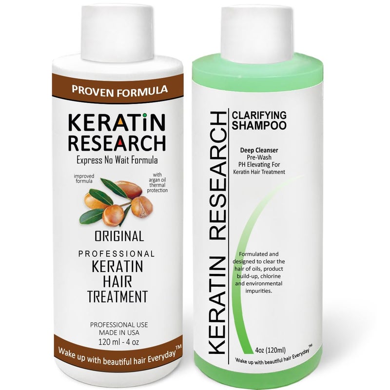 KERATIN RESEARCH Brazilian Keratin Hair Straightening Complex (2x 120ml) - Blowout Long-Lasting Treatment with Argan Oil for Smooth, Professional Straightening Results - Keratin Research  - Image 1