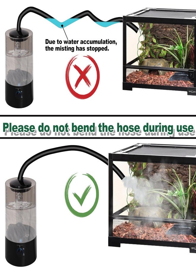 Hoqqf 4L Reptile Humidifier Fogger with Extended Hose - Adjustable & Quiet Fogger/Mister for Chameleon, Bearded Dragon, Amphibians - Large Capacity(Black) - Image 3