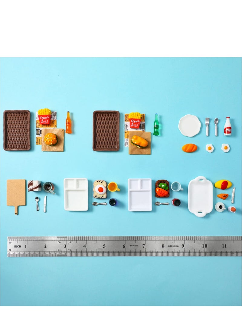 SOLARAE 7Pcs Dollhouse Miniature Fast Food Accessories Set, Hamburger Fries Soda Milk Juice Fast Food Set, Suitable for Toys Kids Party Accessories Restaurant - Image 3