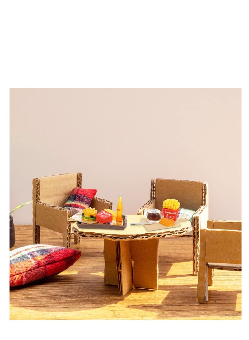 SOLARAE 7Pcs Dollhouse Miniature Fast Food Accessories Set, Hamburger Fries Soda Milk Juice Fast Food Set, Suitable for Toys Kids Party Accessories Restaurant - Image 5