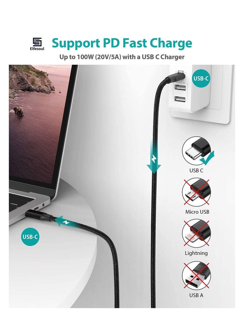 Seelky 2 Pack USB C Cable 2M Braided 100W Power Delivery PD Fast charge Cable USB C to USB C Compatible With Mobile Phones And Laptops, 2 Meters - Image 2