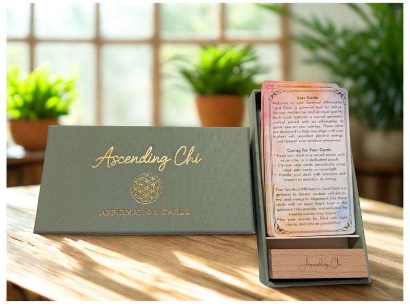 Ascending Chi Sacred Geometry Spiritual and Mindful Affirmation Cards Deck with Display Stand, Daily Affirmations for Inspiration, Mindfulness and Self Care, Spiritual Gifts for Women and Men - Image 2