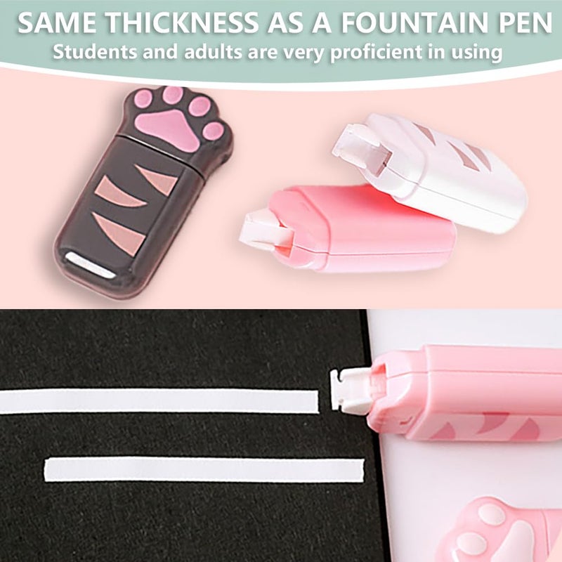 PANDENNER white Corrcetion Tape,6 Pack Mini Japan Corrcetion Tape Pen,with Easy to Use Kawaii Cat Paw Applicator,Cute Stationery Set Kawaii Birthday Gifts set for Back to School Supplies - Image 3