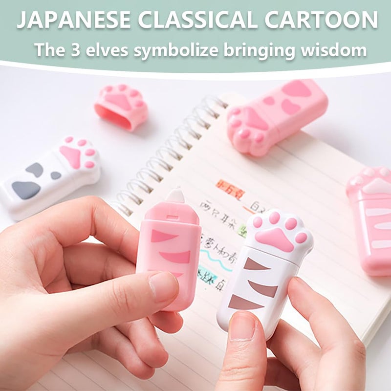PANDENNER white Corrcetion Tape,6 Pack Mini Japan Corrcetion Tape Pen,with Easy to Use Kawaii Cat Paw Applicator,Cute Stationery Set Kawaii Birthday Gifts set for Back to School Supplies - Image 2