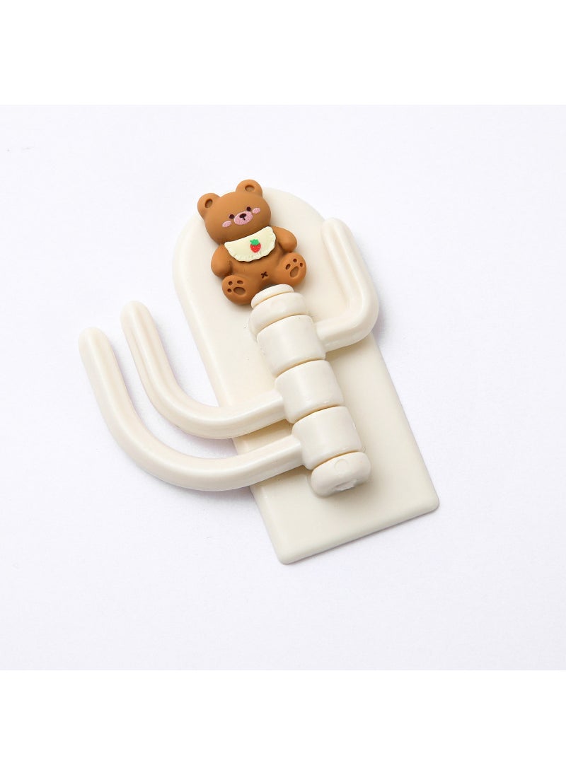 Generic - Cute cartoon Three-hook hook student dormitory wall seamless punch-free sticky hook wall door hanging key hook Cherry bib puppy - Image 1