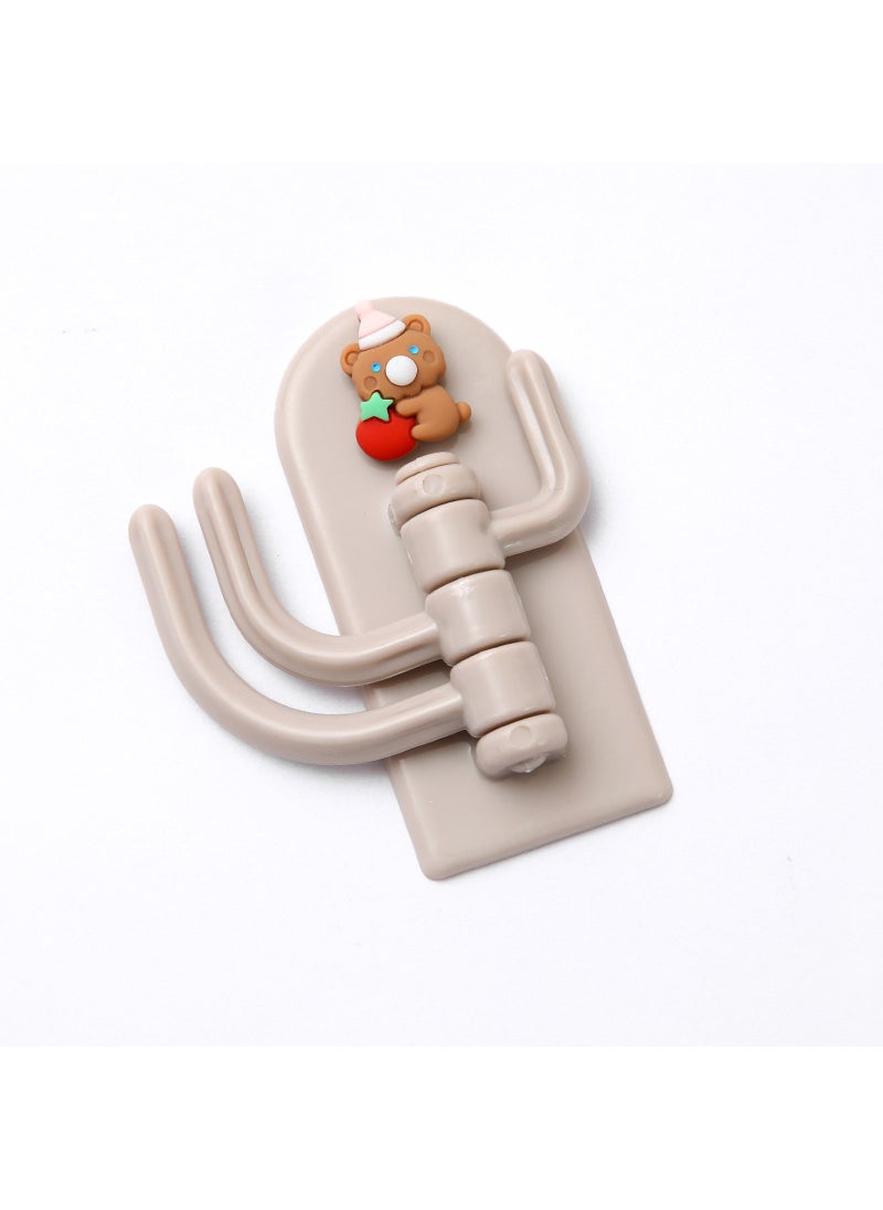 Generic - Cute cartoon Three-hook hook student dormitory wall seamless punch-free sticky hook wall door hanging key hook Cherry bib puppy - Image 1