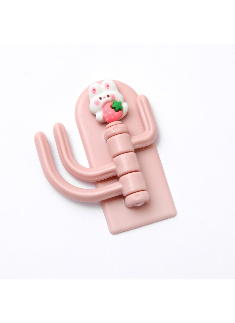 Generic - Cute cartoon Three-hook hook student dormitory wall seamless punch-free sticky hook wall door hanging key hook Cherry bib puppy - Image 1