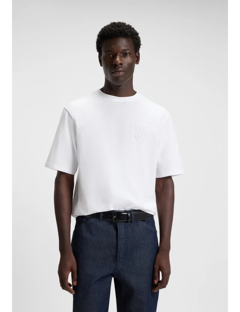HUGO Cotton-jersey T-shirt with stacked logo