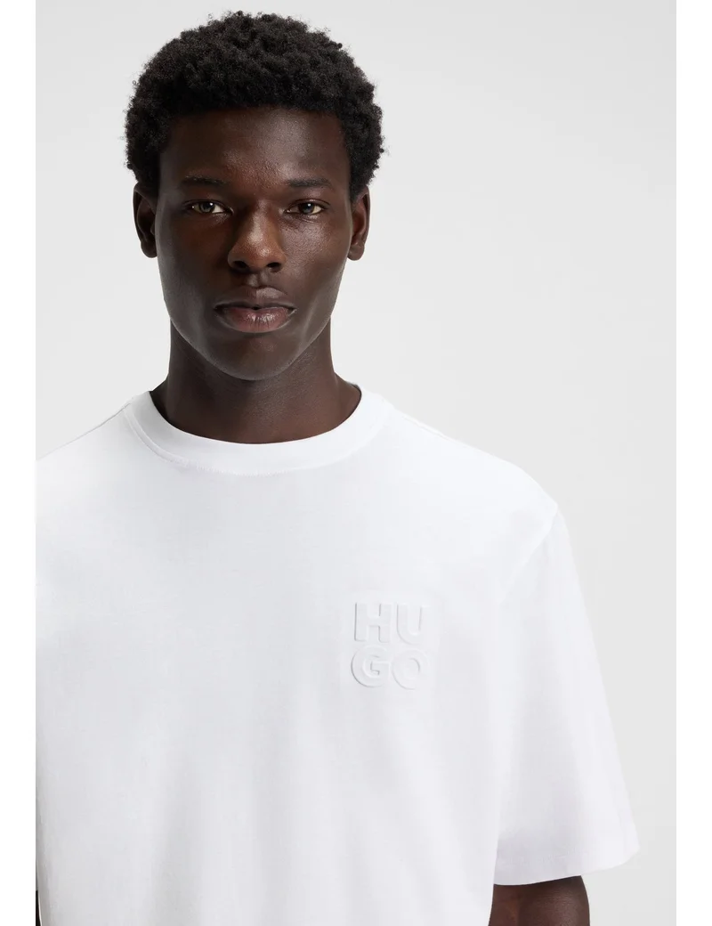 HUGO Cotton-jersey T-shirt with stacked logo