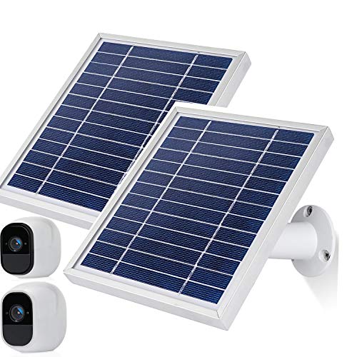 iTODOS Solar Panel Compatible with Arlo Pro and Arlo Pro2 Camera,11.8FT Power Cable and Adjustable Mount(2 Pack, Silver) - Image 1