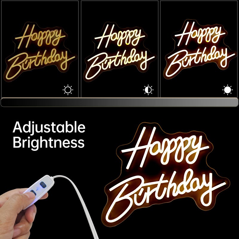 Adnkwolivt Happy Birthday Neon Sign, Happy Birthday Light Up Sign, Neon Happy Birthday Sign, Happy Birthday Led Sign for Backdrop All Birthday Party Decoration USB Powered Warm White,16.5 x 12 Inches (Plug not provided) - Image 4
