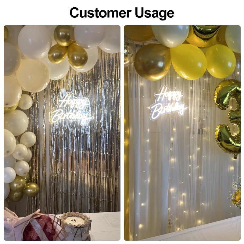 Adnkwolivt Happy Birthday Neon Sign, Happy Birthday Light Up Sign, Neon Happy Birthday Sign, Happy Birthday Led Sign for Backdrop All Birthday Party Decoration USB Powered Warm White,16.5 x 12 Inches (Plug not provided) - Image 5