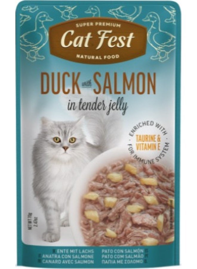 Cat Fest Duck With Salmon In Tender Jelly For Cats -4 packs, each pack size 70g - Image 2